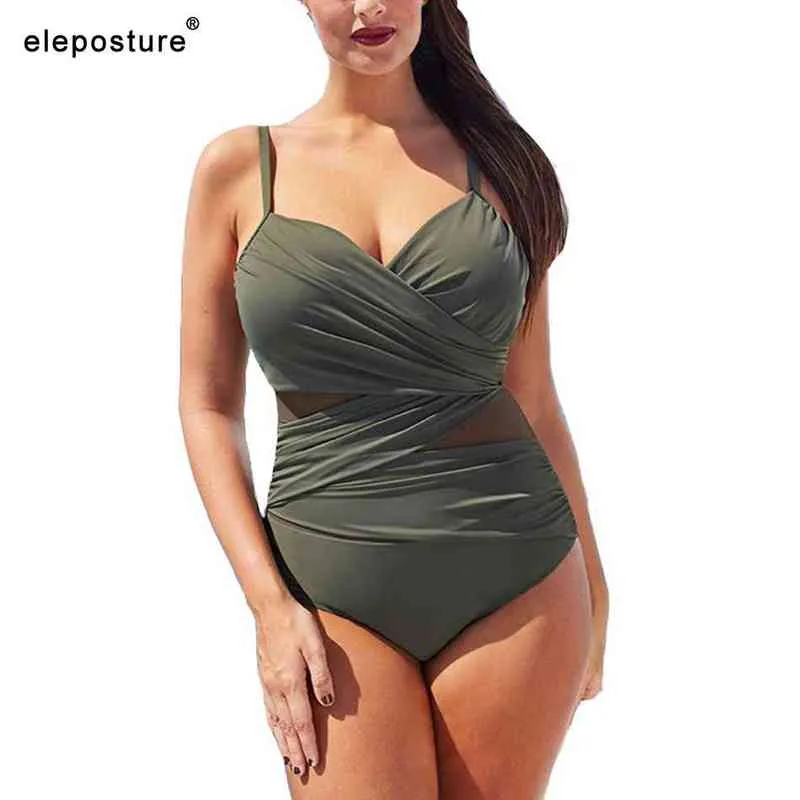 2022 New Sexy Costume intero da donna Mesh Patchwork Costumi da bagno Costumi da bagno vintage Summer Beach Wear Costume da bagno Plus Size M-4XL Y220423