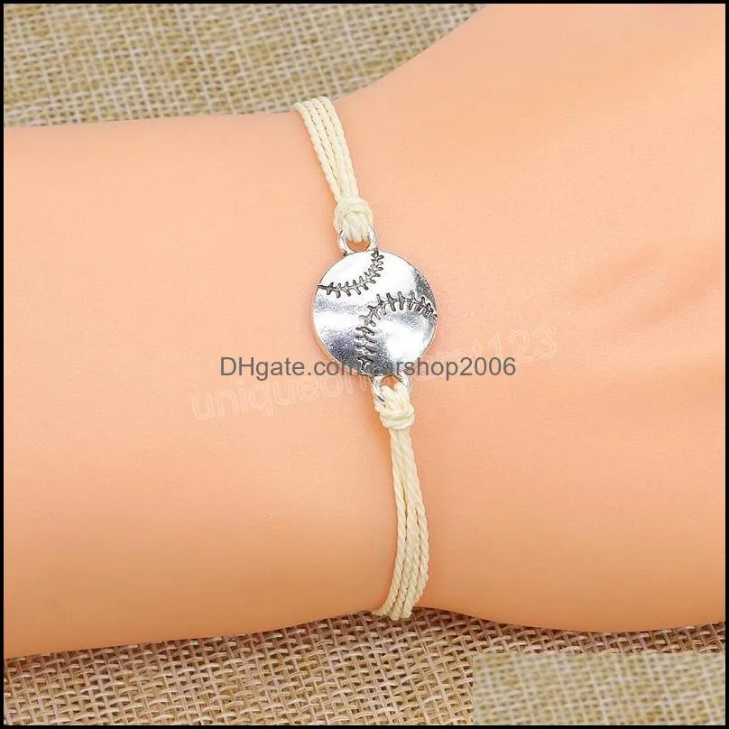 football bracelet waterproof wax line woven volleyball baseball rugby basketball bracelet sports jewelry