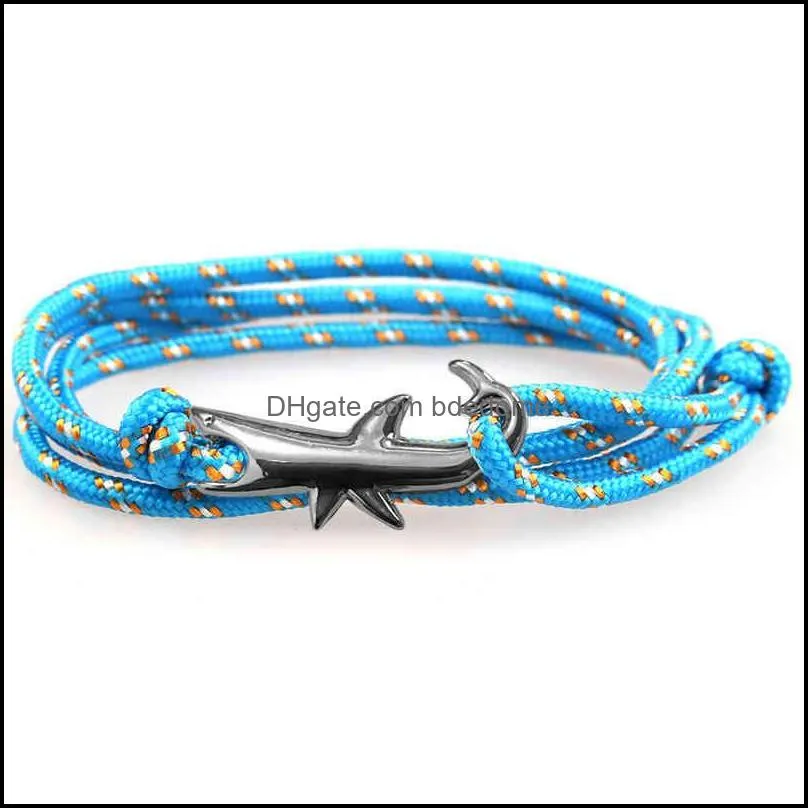 shark anchor bracelets for wholale viking style gun metal multi colors sailors rope bracelet chain & link bracelets customized
