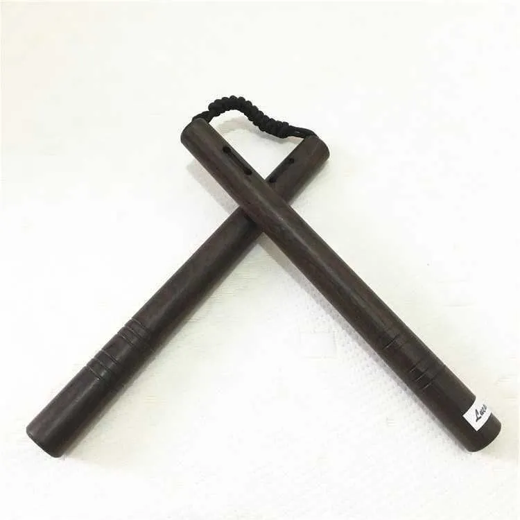 Retail/wholesale wooden nunchakus ebony wood rope diamond knot wood rope two section stick nunchaku combat nunchuck with bag 