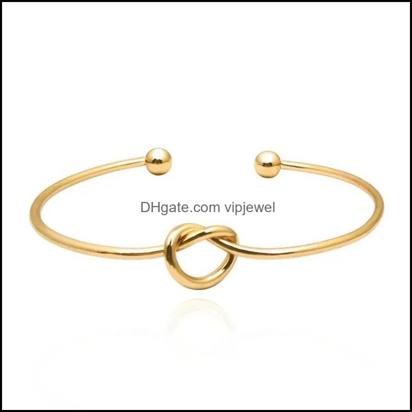 gold silver black color tie knot bangle simple twist open charm bracelets for women girl jewelry