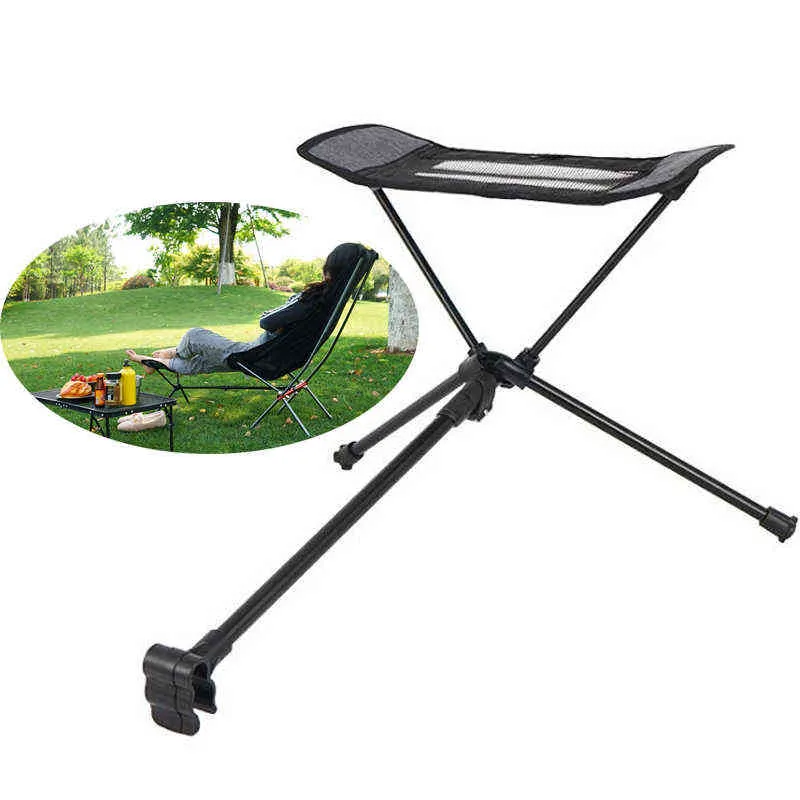 Folding Moon Chair Foot Rest Portable Outdoor Chair Extendable Footrest Beach Fishing Recliner Footrest H220418