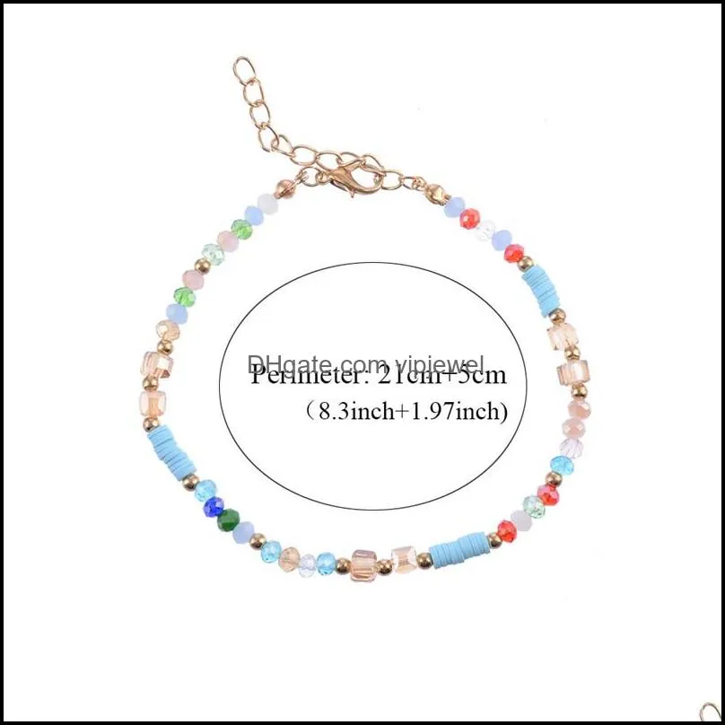 fashion colorful crystal bead anklets for women barefoot sandals foot anklet bracelet bohemia summer beach charm bead jewelry gift-y