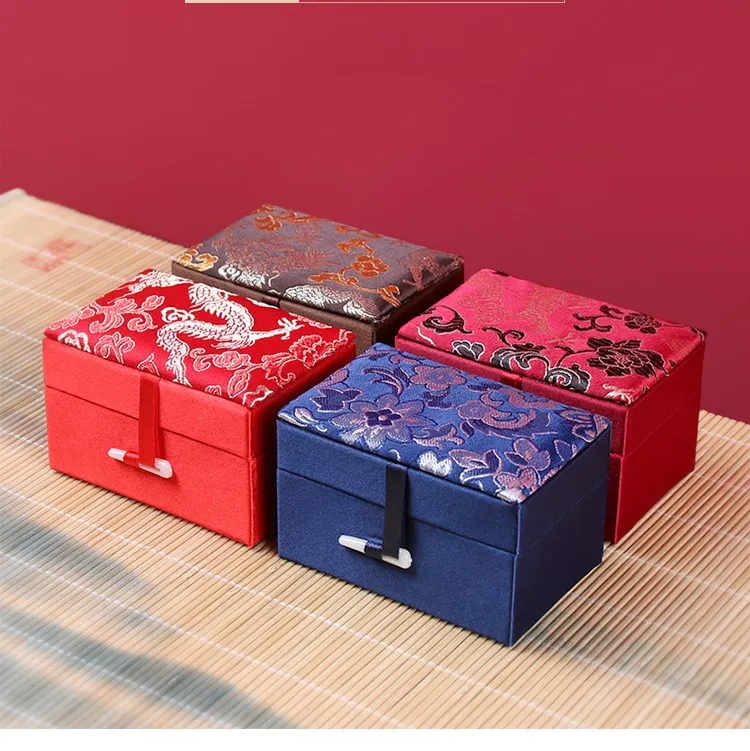 Custom Silk Brocade Jewelry Boxes - Small Rectangle Gift Box Set ...