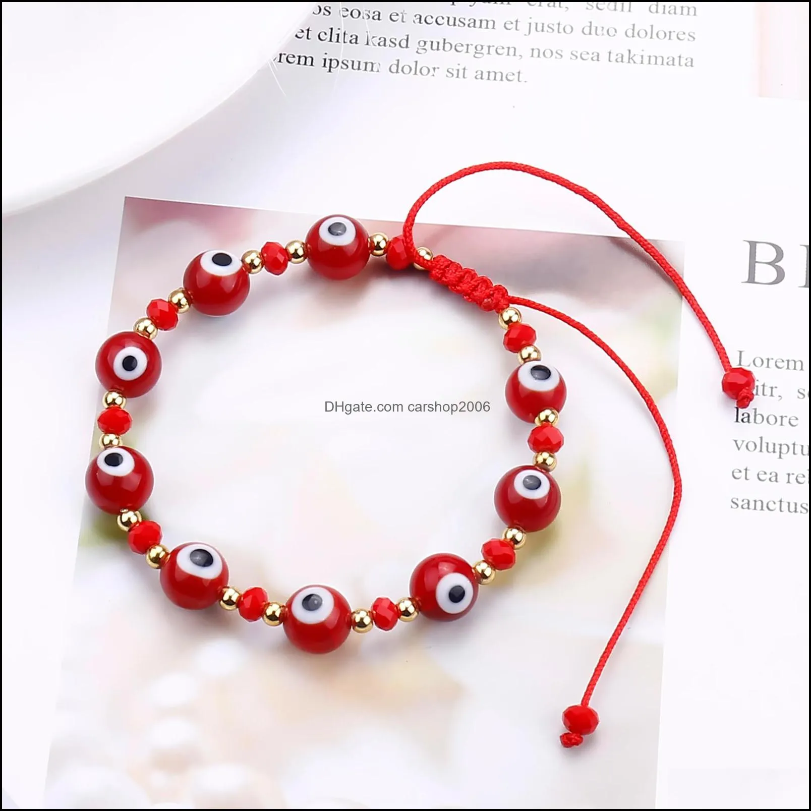 1pc classic blue evil eyes palm round glass beads chain bracelet wishing elastic rope bracelet for women`s fashion jewelry gift