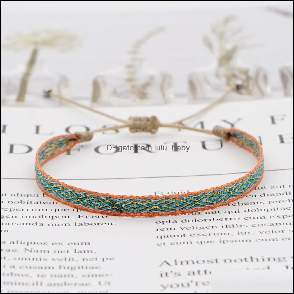 bohemian handmade woven rope bracelet ethnic adjustable charms bracelets for women girl cuff jewelry