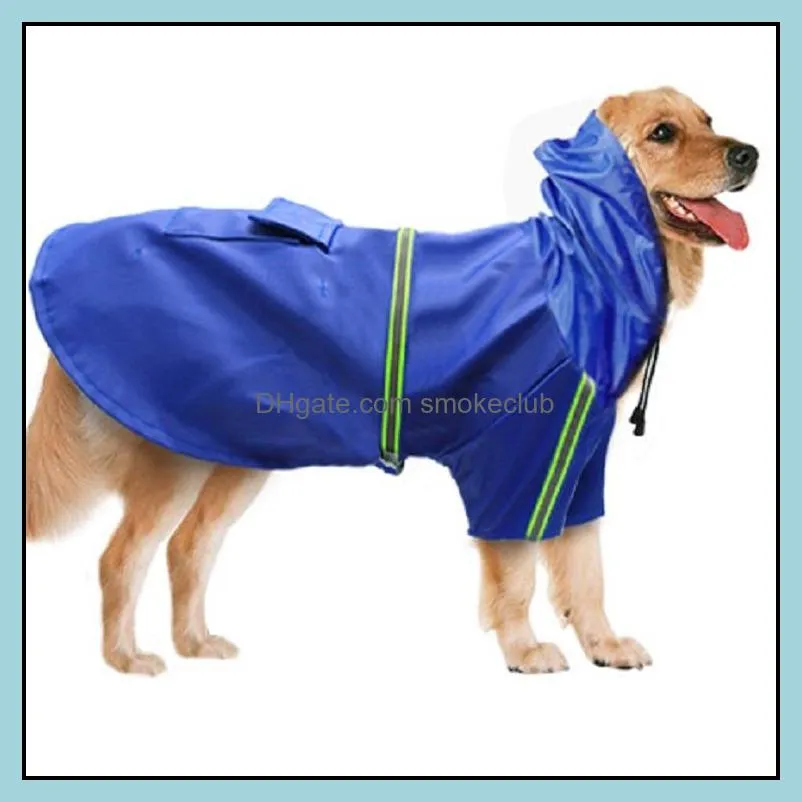 犬のアパレルはペットホームガーデンファッションスリッカーレインコート防水服レインジャケットポンチョとフードリフレクティブストリップを小さく