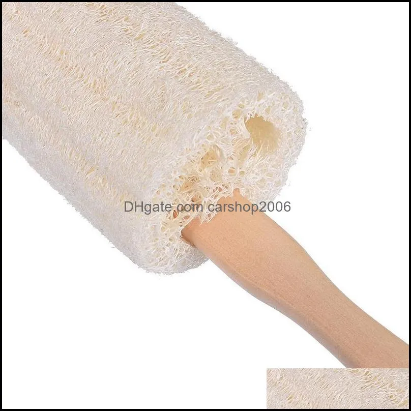 NEWNatural Loofah Bath Brush with Long Wood Handle Exfoliating Dry Skin Shower Body Scrubber Spa Massager RRD12127