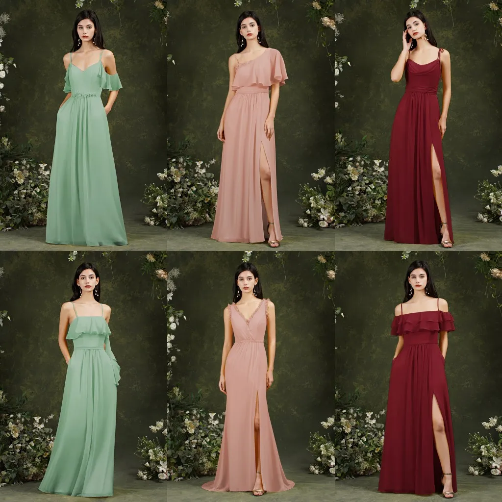 Burgundy Bridesmaid Dresses: Mint Green Chiffon Long... From Misshowdress,  $67.99 | DHgate.Com