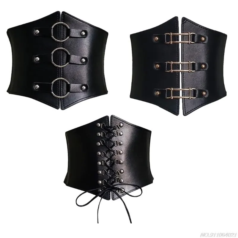 For Dresses Buckle Bandage Corset Wide Pu Leather Slimming Body Belts for Women Elastic High Waist wholesales 220812