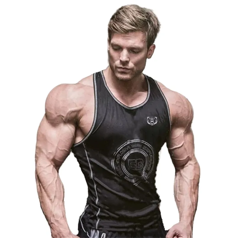 Gyms Jogger Men Sleeveless Running Bodybuilding Tank Top Muscle Stringer Fitness Shirt Breathable Workout Sport Vest Clothe 220530