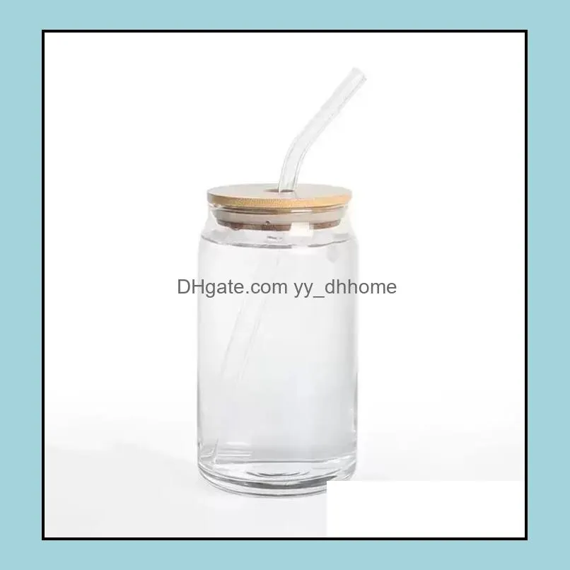 12oz 16oz 25oz mug straight blank sublimation tumblers frosted clear transparent coffee glass cup tumblers with bamboo lid and straw