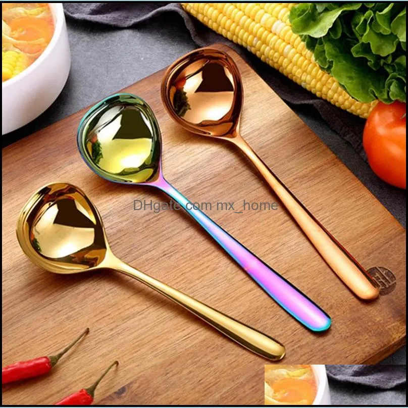 spoons stainless steel deepen sauce colorful handle spoon drink soup drinking tool pub giftsspoon kitchen tools wll474