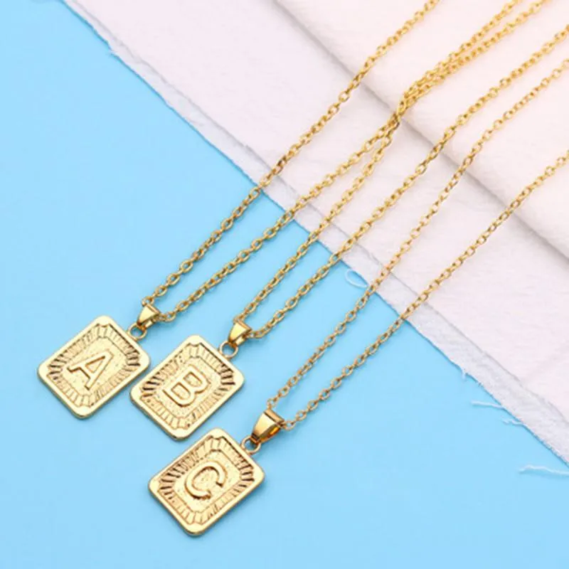 Pendant Necklaces Geo A-Z Initial Alphabet Letter Neckalce For Men Women Jewlery Punk Trendy