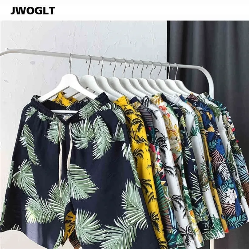 Drop Shipping Summer Mens Shorts Drawstring Midja Fashion Printed Loose Beach Bermuda Short 4XL 5XL 210412