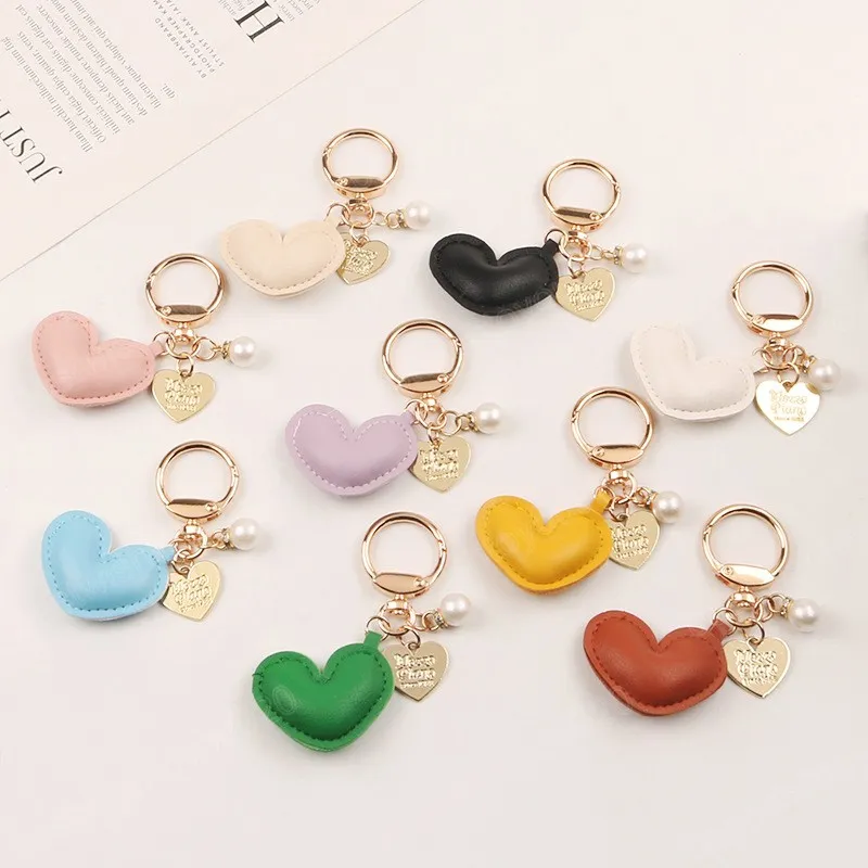 Save Big on Bulk Love Heart Tag Key Pendant Korean Heart Love Leather  Keychain Metal Gold Color Tag Pearl Key Ring Bag Pendant Accessories For  Women