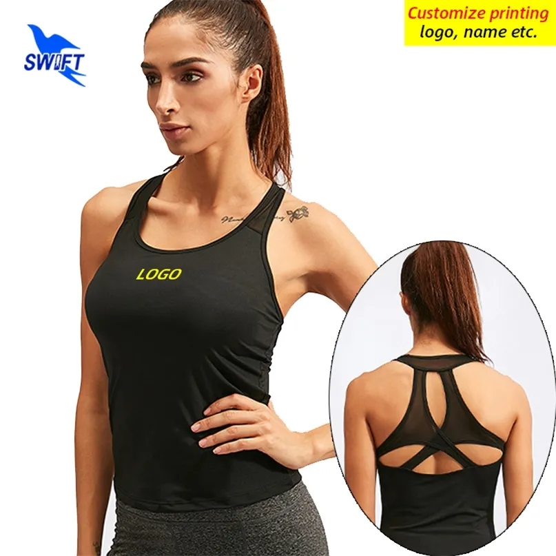 Summer Breathable Racerback Yoga Tank Tops Women Workout Gym Fitness Vest Quick Dry Running Sport Sleeveless Shirts Customize 220704