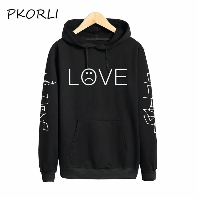 Pkorli lil peep love bluza mężczyźni kobiety swobodne pullover hip hop lil peep raper bluzy smutne twarz chłopcy z kapturem 201126