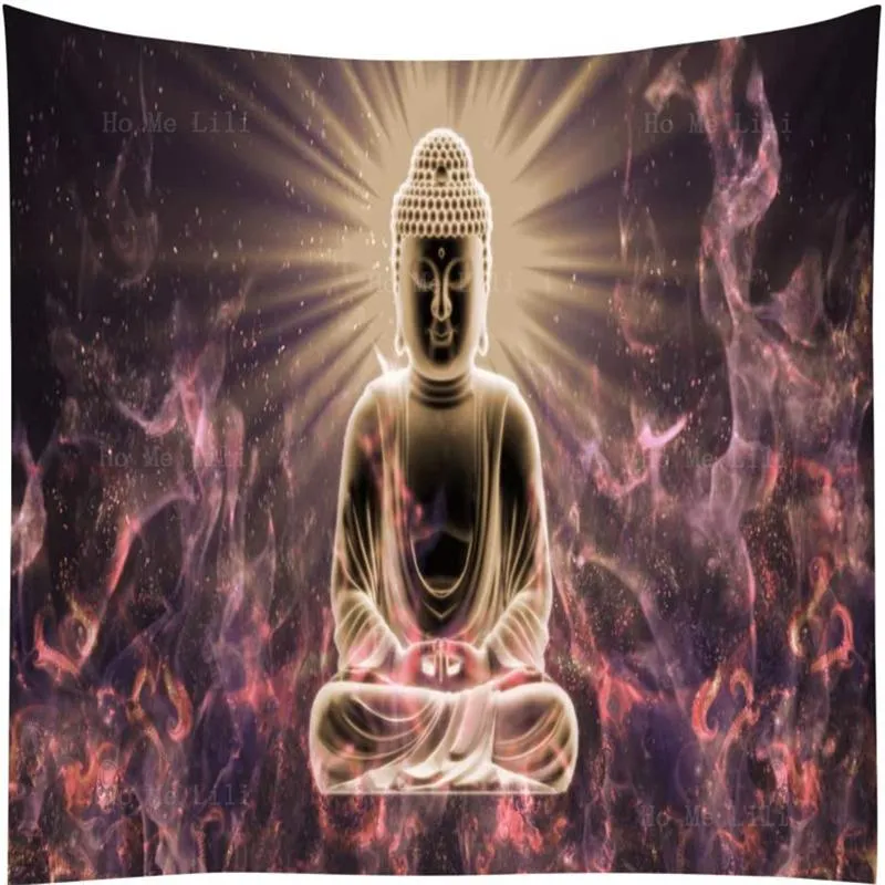 Tapestries Buddha التأمل Hippie Tapestry لغرفة النوم الجمالية شقرا ملصق الجدار معلق غرفة الفن