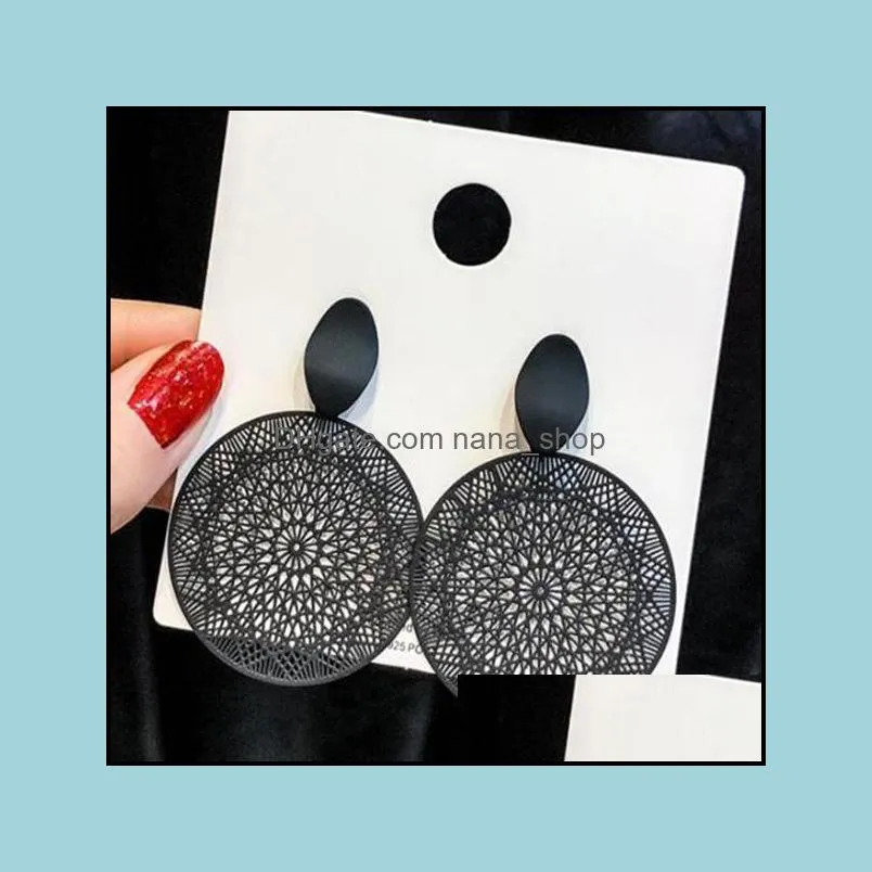 Vintage Openwork Disc Earrings Ear Drop Frosted Earrings Jewelry for Women Party Wedding