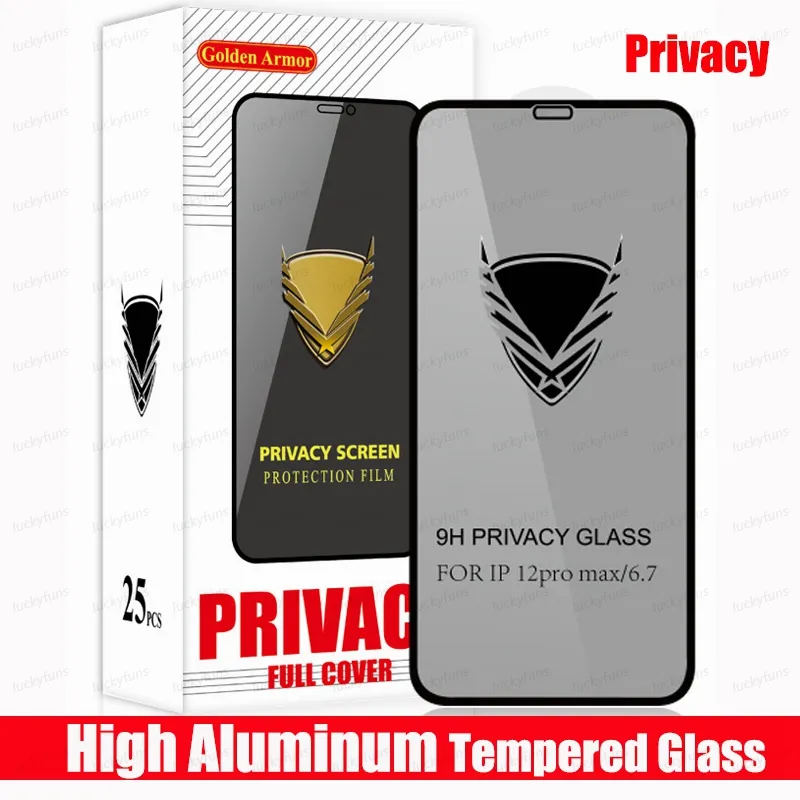 High Aluminum 3D Privacy Anti Spy Tempered Glass Screen Protectors 9H 0.3mm Anti-glare Film For iPhone 13 12 mini 11 Pro Max XR XS 6 7 8 plus Samsung A12 A32 A42 A52 A72 5G