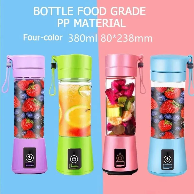 380ml 4 Blades Mini USB Rechargeable Tool Portable Electric Fruit Juicer Smoothie Maker Blender Machine Practical Festival Gifts