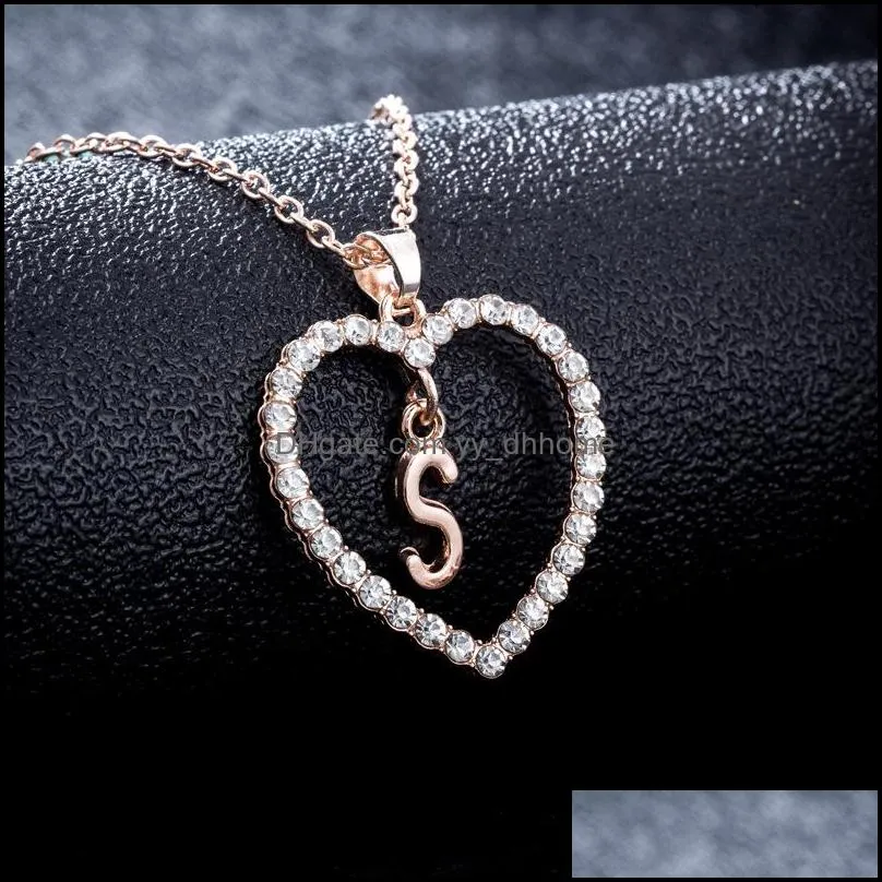 26 Letters Heart Love Crystal Necklace Women Silver Gold Chain Cubic Zirconia Necklace Personal Ideas Luxury Pandent Necklaces Fashion