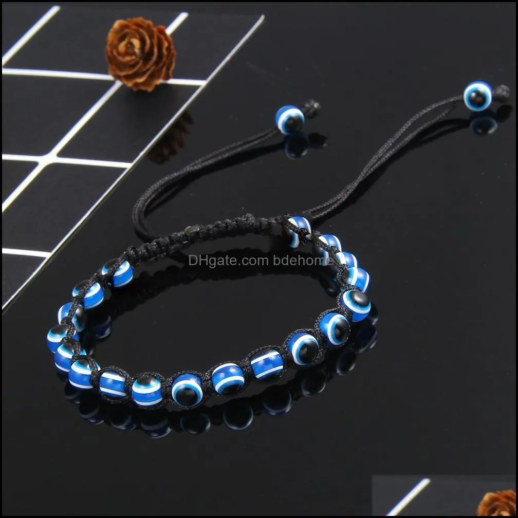 adjustable rope turkish blue lucky eye bracelet handmade woven braided bead evil eyes bracelets