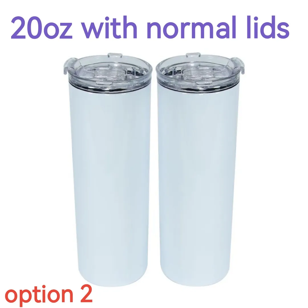 Gobelets à sublimation droits de 20 oz avec couvercles à vis pailles transparentes en acier inoxydable blanc brillant tasse de voyage blanche B6222v