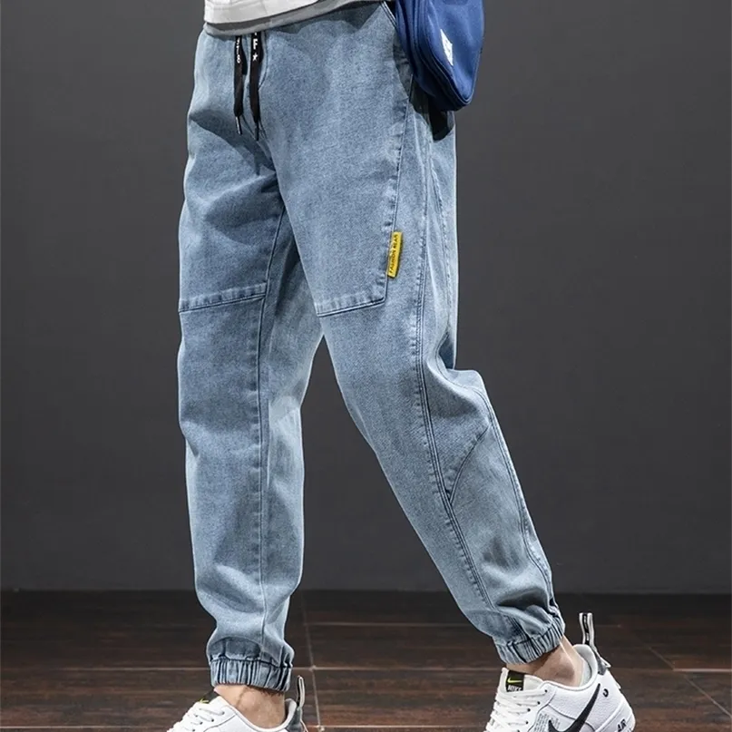 Mens Solid Cotton Baggy Jeans Casual Denim Joggers For Spring/Summer