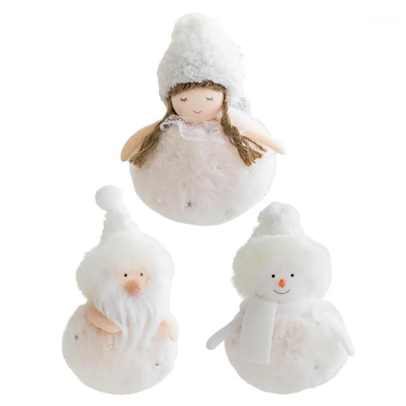 Decorações de Natal 1pcs anjo boneco de neve anjo ornamentos de pavor de árvores artesanais pingentes de pelúcia brinquedo de boneca wi