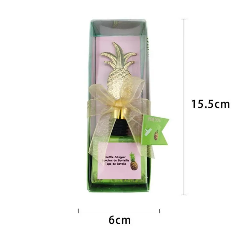 Metal Wine Stoppers Bar Tools Creative Pineapple Shape Champagne Bottle Stopper Wedding Guest Gifts Souvenir Gift Box Packaging