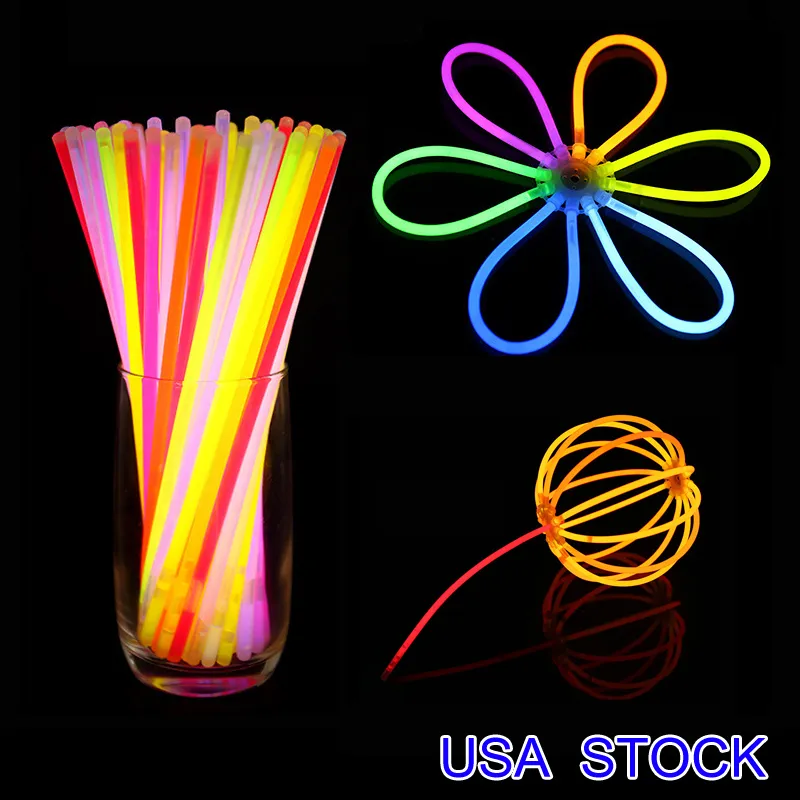 Glow Sticks Bulk in the Dark Party Supplies Lighting novidade com óculos Kit de óculos colares de kit e embalagem de 8 polegadas para crianças acessórios de acampamento Crestech888
