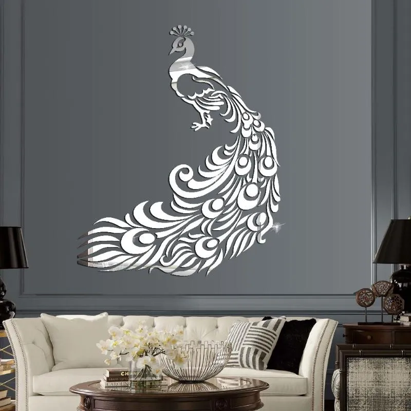 Swan Wall Stickers Animal Peacock Pattern Acrylic Mirror Sticker Art DIY  Creative Decals Living Room Home Decor From Blumin, $40.66