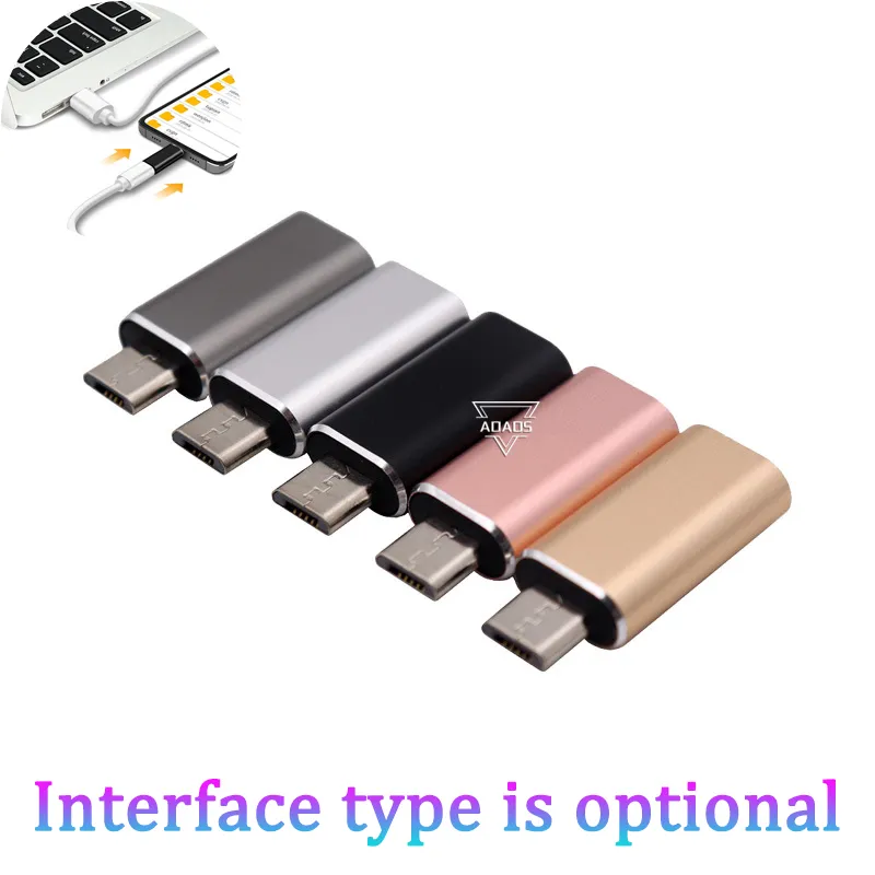 Adaptador USB Premium para Tipo C Feminino para USB Micro Masculino V8 Adaptador Adaptador Conversor Data Data Conector para iPhone 8Pin Samsung Huawei Xiaomi