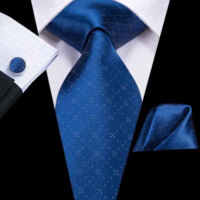 Papillon blu navy bianco scozzese cravatta da sposa in seta per uomo Handky gemello regalo cravatta Set Fashion Design Business Party DropshipHi-TieBow Bow