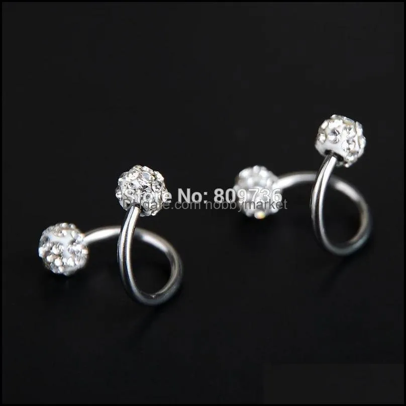 Other 1pcs/5pcs Crystal Double Balls Twisted Helix Cartilage Earring Piercing Body Jewelry Gauge 18G S Ear Labret Ring Steel