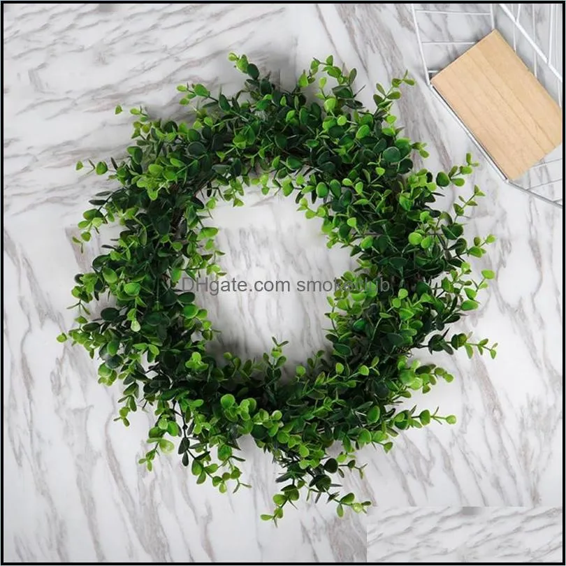 Decorative Flowers & Wreaths Simulation Green Plant Artificial Wreath Garland Home Office Decor Farmhouse Hawaii Style Party H5