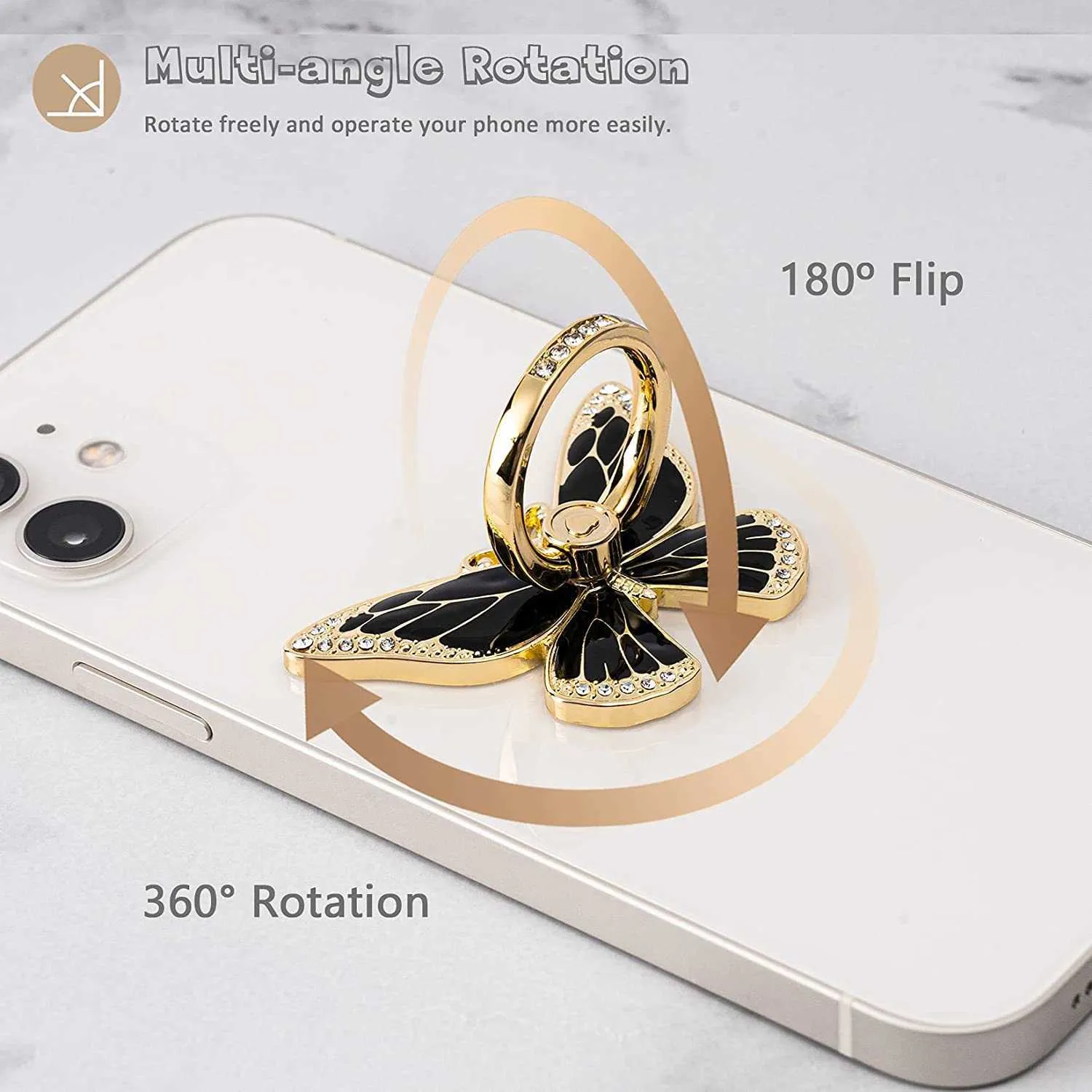 Anel de telefone do telefone Butterfly Teller Titular de alcance compatível com qualquer telefone