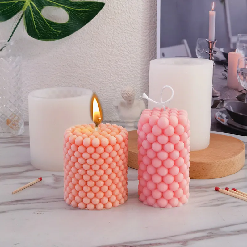 Cylindrical Scented Candle Silicone Mold Making DIY Round Ball Diffused Incense Stone Ornaments Gypsum Handmade Soap 220721