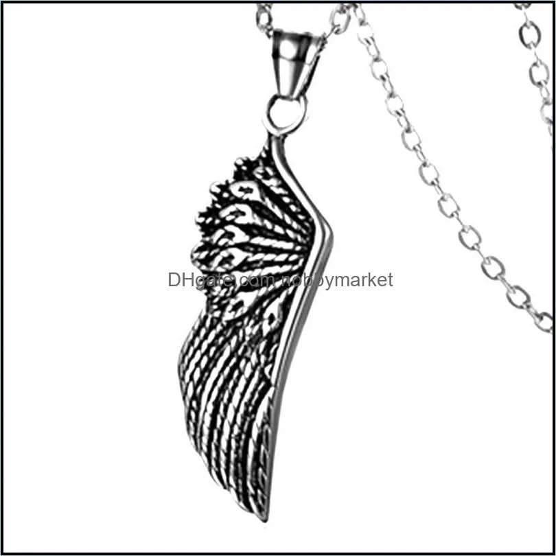 Pendant Necklaces Long Necklace Men Wing Pendants Stainless Steel Gifts For Accessories Feather Chain Fashion Punk Jewelry Wholesale
