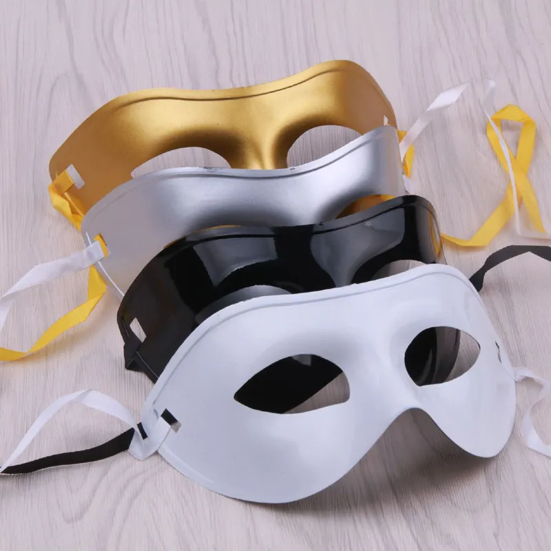 500pcs FEDEX DHL Maschera da ballo per uomo Fancy Dress Up Party Maschere mascherate veneziane Plastica Mezza faccia Nero Bianco Oro Argento Colore