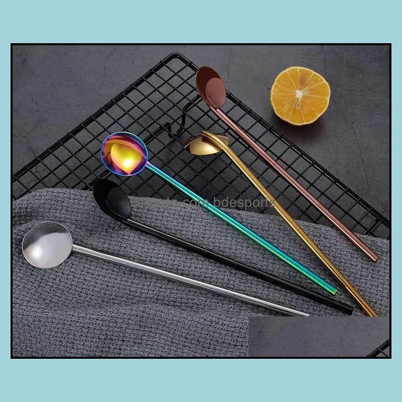 Reusable 304 Stainless Steel Straw Set Straight Bent Drinking Straws Cleaning Brush Spoon 7pcs/set With Mini Box RRB14661
