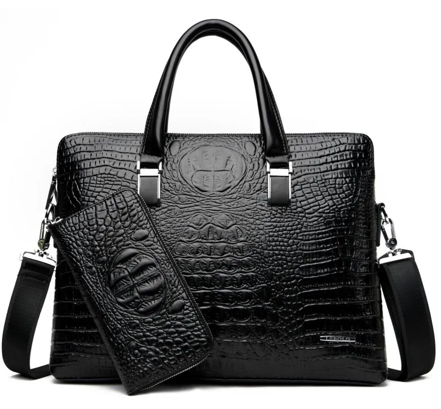 Valigette da uomo Marca coccodrillo modello Designer Alligator PU Borsa in pelle Borsa da ufficio per laptop Borsa da uomo Vintage Tote 2022Briefcas