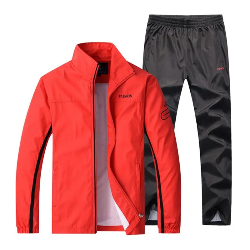 Erkeklerin Trailtsuits Erkekler Spor giyim takım elbise eşofman erkek gündelik aktif setler bahar sonbahar koşu kıyafetleri 2 adet ceket pantolon asya boyutu L-4X