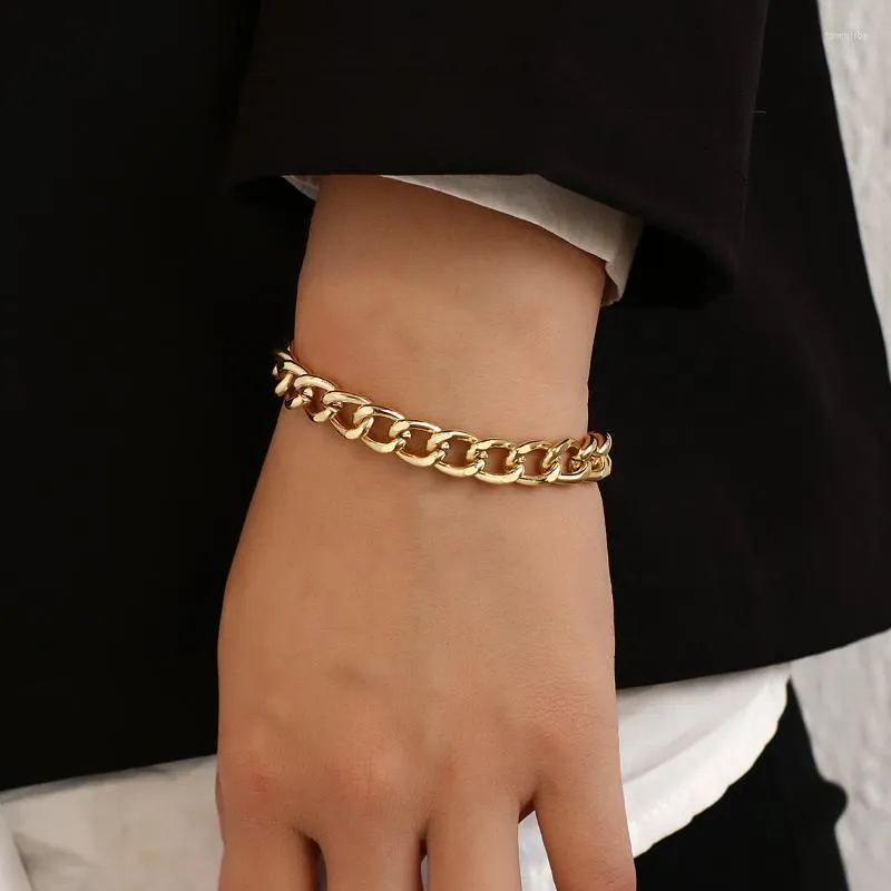 Link Chain Flashbuy Punk Classic Gold Geometric Charm Bracelet For Women Men Minimalist Chic Trending Jewelry Friendship Gift Fawn22