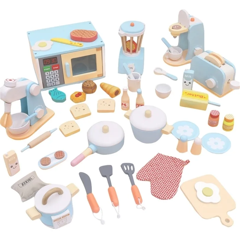Children Wooden Kitchen Pretend Play House Toy Montessori Early Eon Puzzle Simulation Set Series Baby Fun Gift 220418