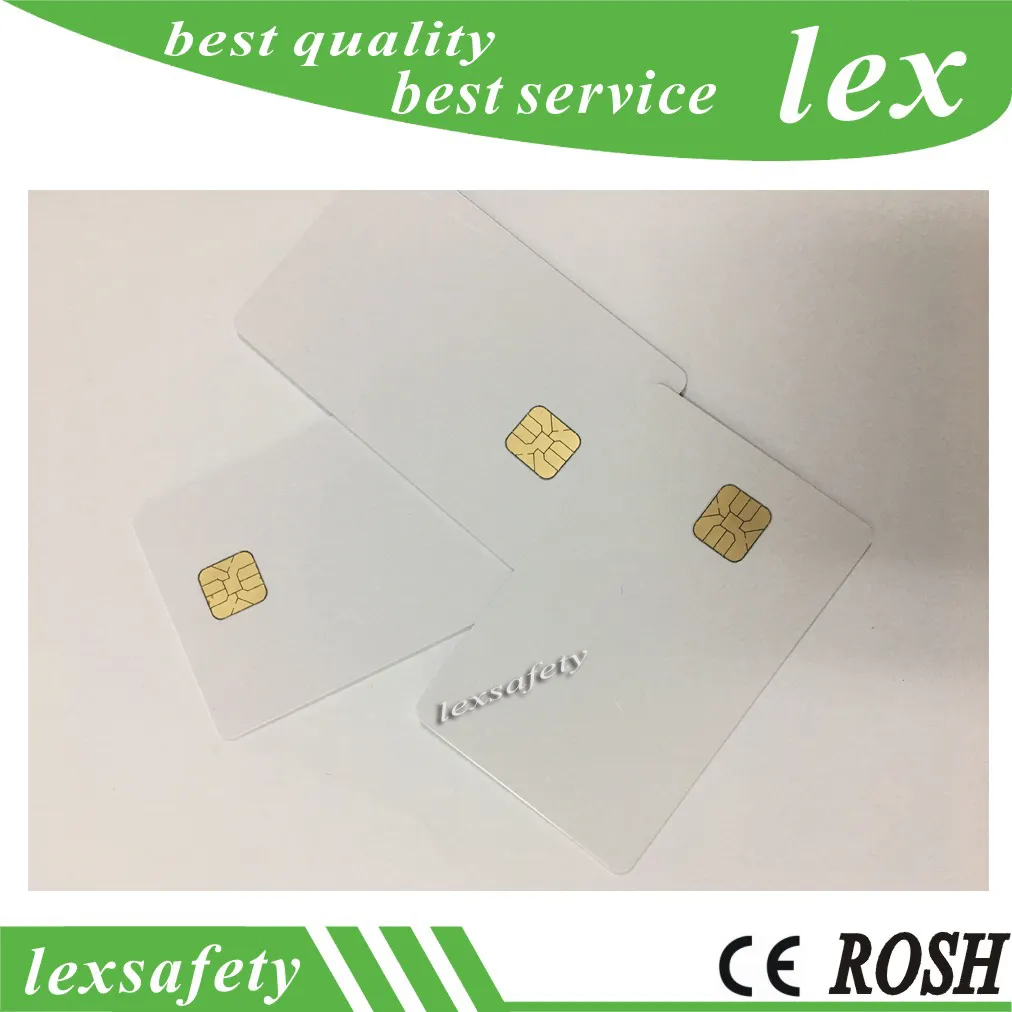 Cartão de PVC branco de 100pcs de 100pcs com ISO7816 chip em branco Fudan SLE 4428 Cartão inteligente para número de impressão