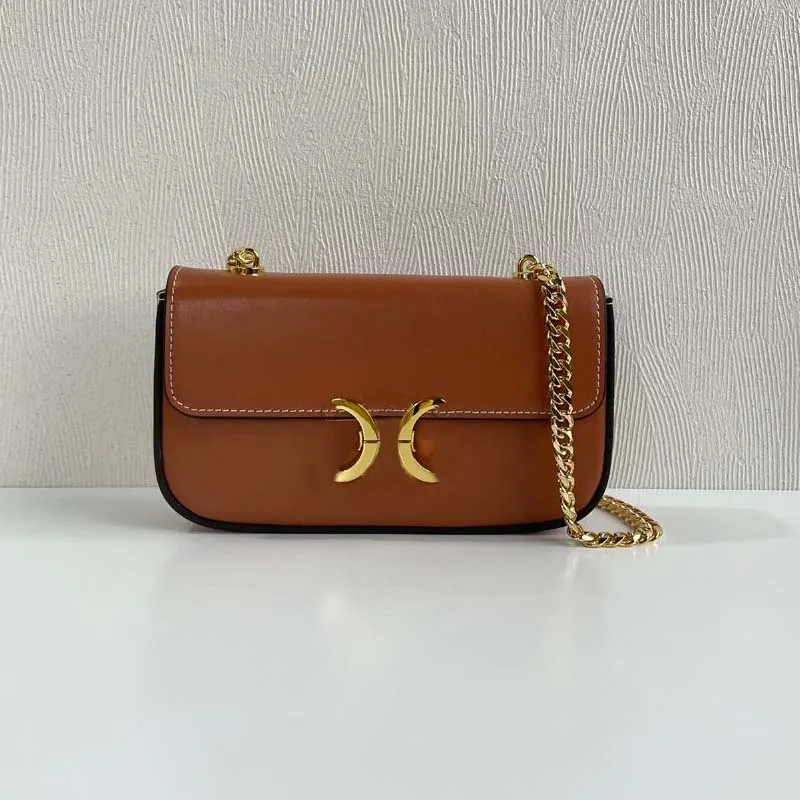 Plain Axillary Bag Chain Wallet Flap Shoulder Bags Cross Body Bag Clutch Purse Icon Genuine Leather Gold Hardware Pressing Buckle High-quality Fashion