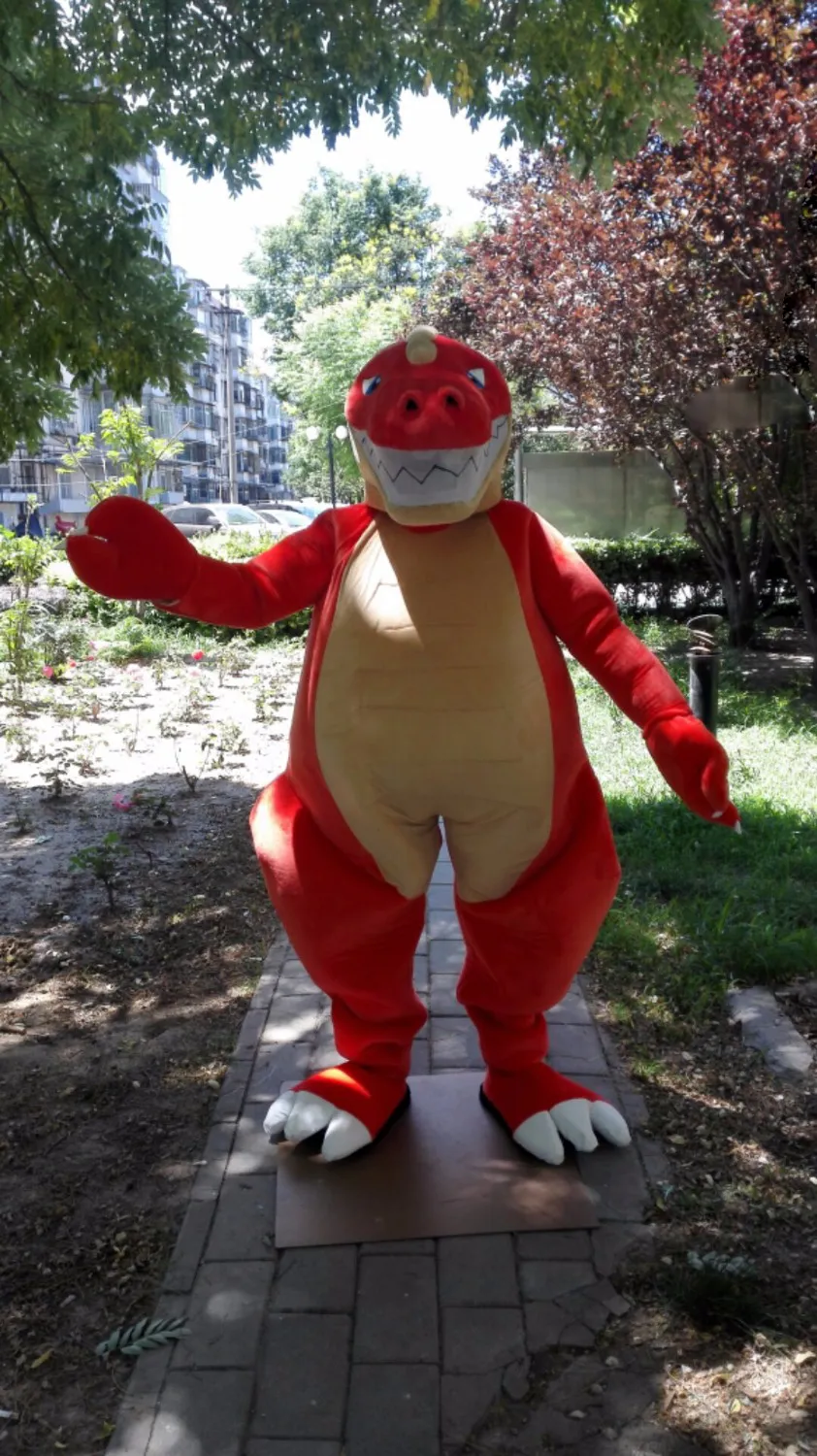 Orange Dinosaur Mascot Kostym Dragon Custom Fancy Costume Anime Kits Mascotte Fancy Dress Carnival Costume41252